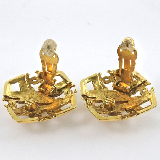 CHANEL Earring Plated Gold gold vintage COCO Mark Women Used Authentic
