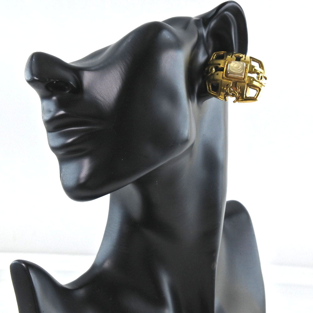 CHANEL Earring Plated Gold gold vintage COCO Mark Women Used Authentic