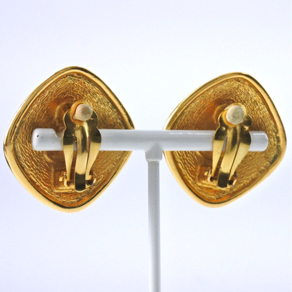 CHANEL Earring Plated Gold gold vintage Rhombus COCO Mark Women Used Authentic