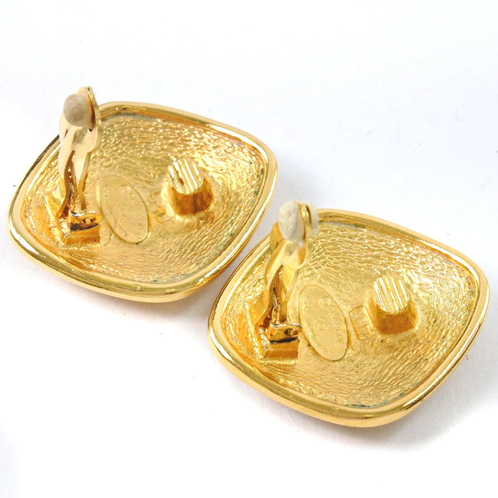 CHANEL Earring Plated Gold gold vintage Rhombus COCO Mark Women Used Authentic