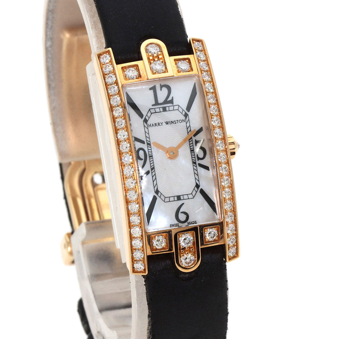 HARRY WINSTON Watches Quartz AVCQHM16 K18PG, Satin, 0.67pt Diamond gold Avenue C Mini White shell dial Women Used Authentic