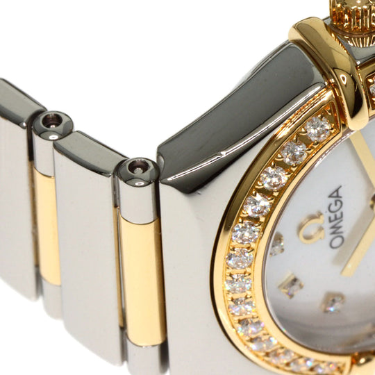 OMEGA Watches Quartz 1376.75 Stainless Steel gold Constellation Mini Bezel Diamond White shell dial