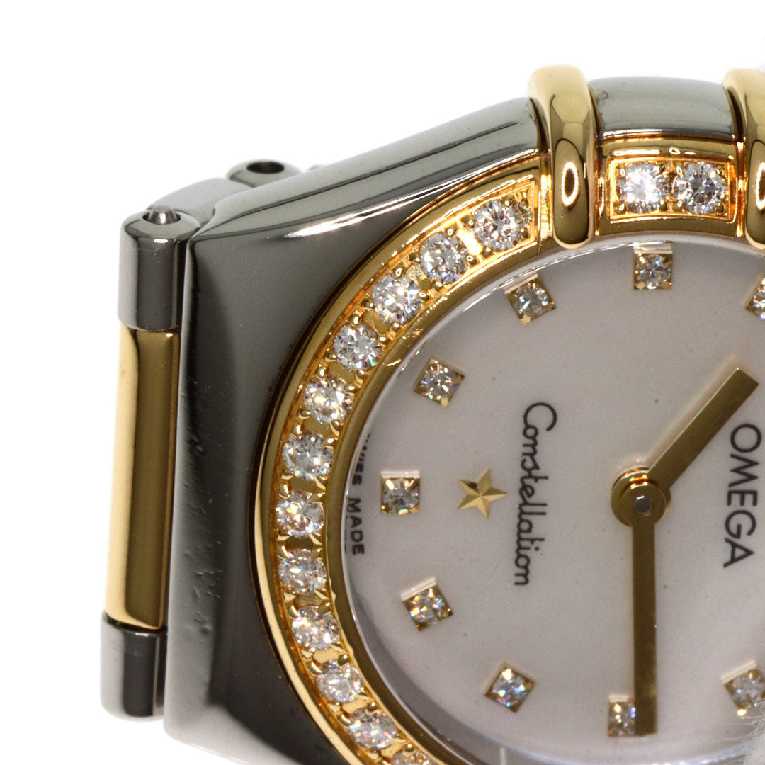 OMEGA Watches Quartz 1376.75 Stainless Steel gold Constellation Mini Bezel Diamond White shell dial