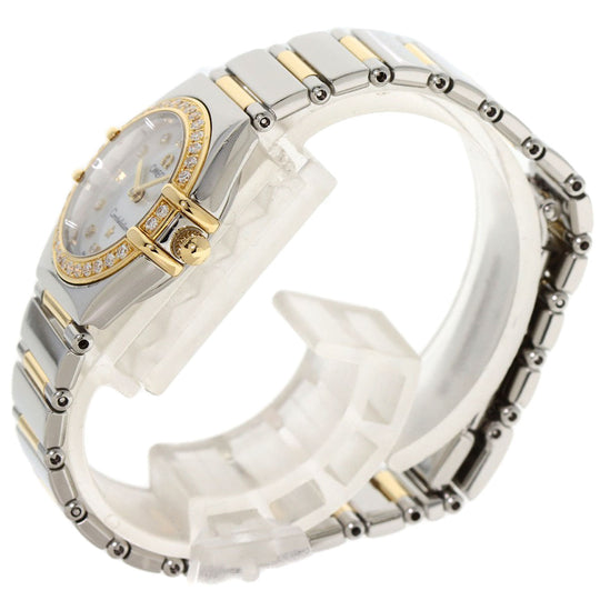 OMEGA Watches Quartz 1376.75 Stainless Steel gold Constellation Mini Bezel Diamond White shell dial