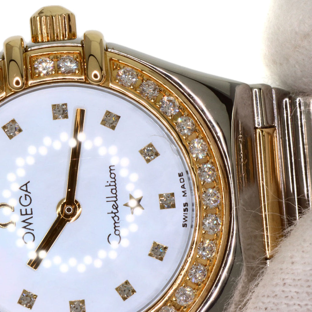 OMEGA Watches Quartz 1376.75 Stainless Steel gold Constellation Mini Bezel Diamond White shell dial
