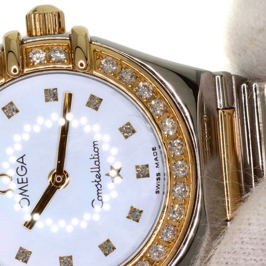 OMEGA Watches Quartz 1376.75 Stainless Steel gold Constellation Mini Bezel Diamond White shell dial