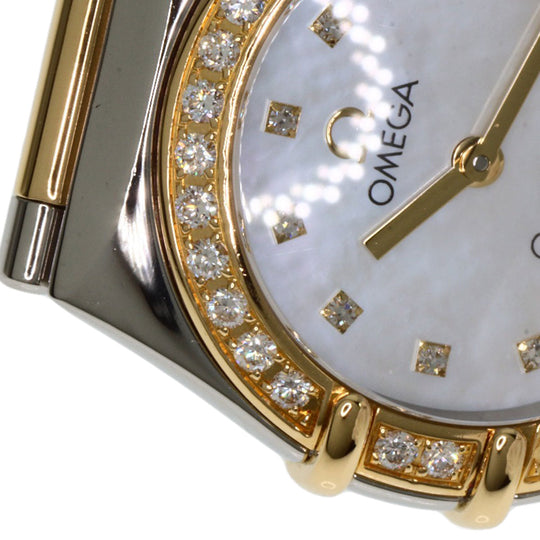 OMEGA Watches Quartz 1376.75 Stainless Steel gold Constellation Mini Bezel Diamond White shell dial