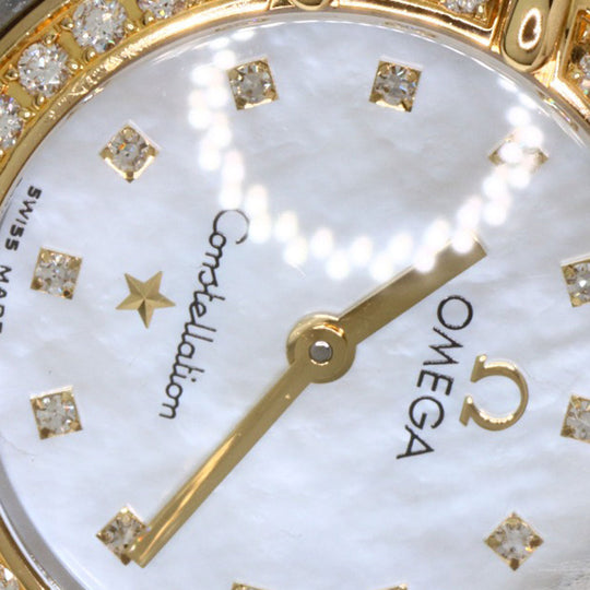 OMEGA Watches Quartz 1376.75 Stainless Steel gold Constellation Mini Bezel Diamond White shell dial