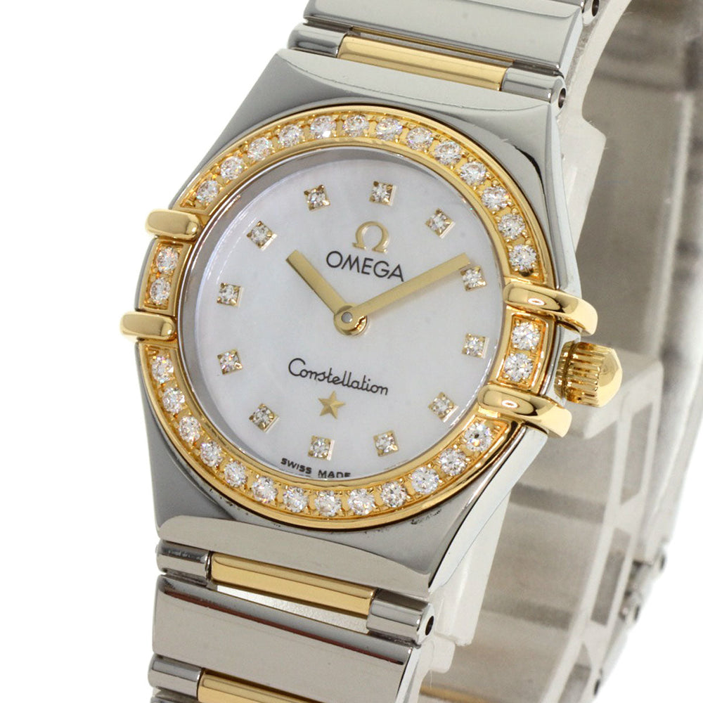 OMEGA Watches Quartz 1376.75 Stainless Steel gold Constellation Mini Bezel Diamond White shell dial