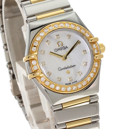 OMEGA Watches Quartz 1376.75 Stainless Steel gold Constellation Mini Bezel Diamond White shell dial