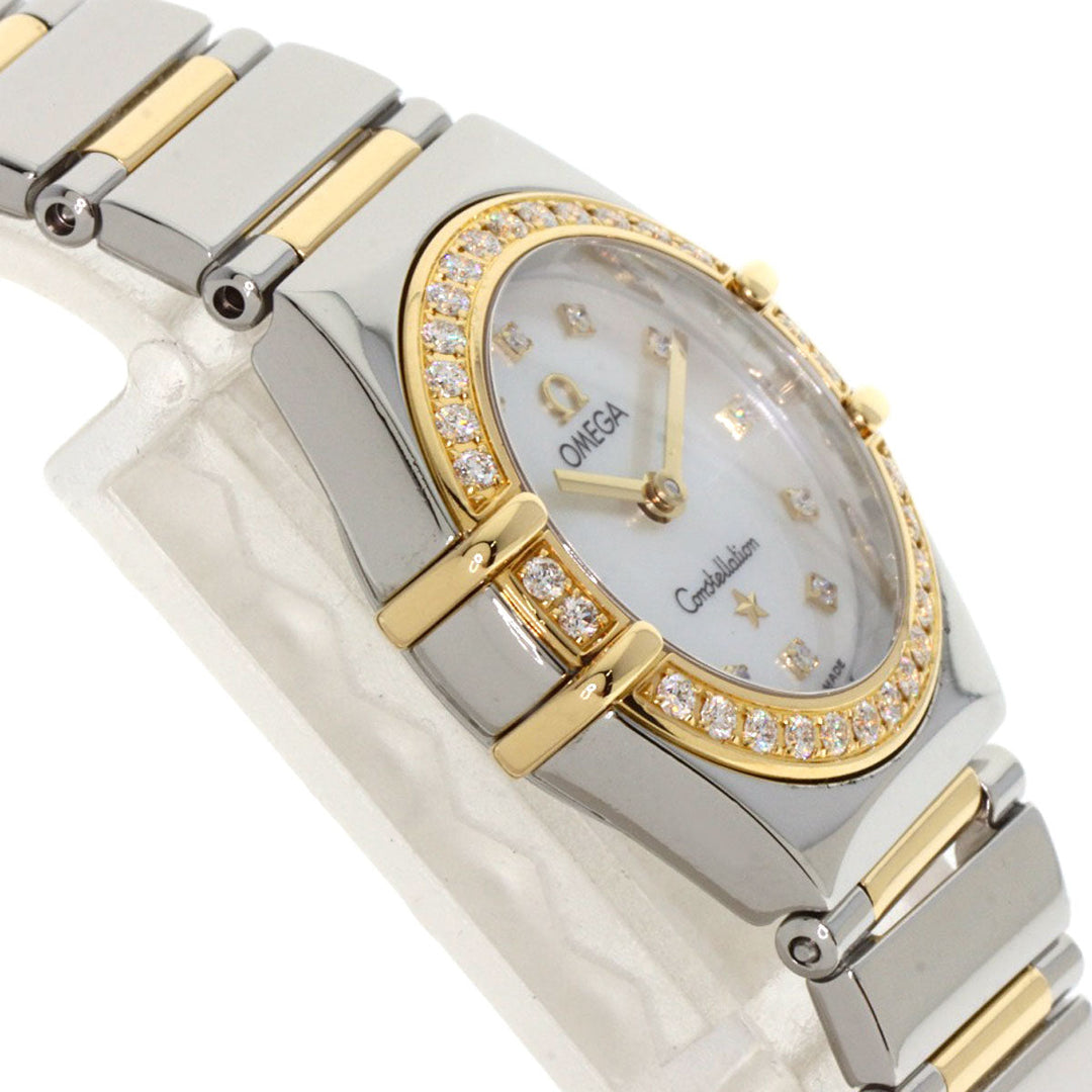 OMEGA Watches Quartz 1376.75 Stainless Steel gold Constellation Mini Bezel Diamond White shell dial