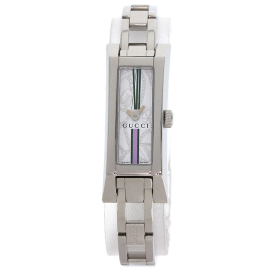 GUCCI Watches Quartz 110 Stainless Steel , Stainless Steel Silver Square face white dial Women Used Authentic