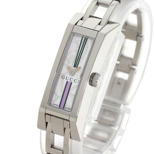 GUCCI Watches Quartz 110 Stainless Steel , Stainless Steel Silver Square face white dial Women Used Authentic