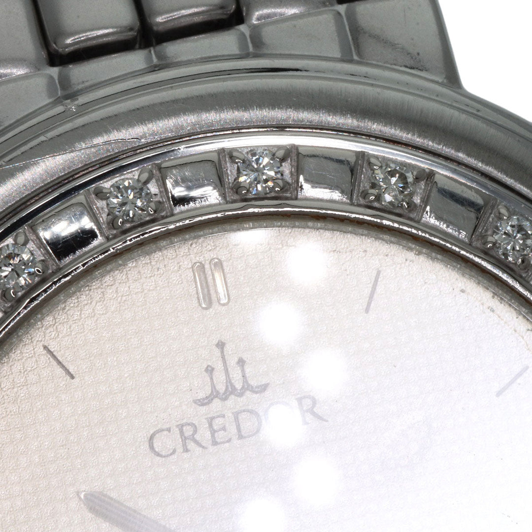 SEIKO Watches Quartz 8N70-6030 Stainless Steel , Stainless Steel , K18WG Silver CREDOR Diamond Silver dial mens Used Authentic