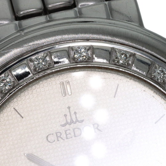 SEIKO Watches Quartz 8N70-6030 Stainless Steel , Stainless Steel , K18WG Silver CREDOR Diamond Silver dial mens Used Authentic