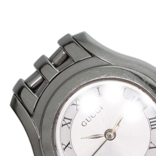GUCCI Watches Quartz 5500L Stainless Steel , Stainless Steel Silver Round face Silver dial Women Used Authentic
