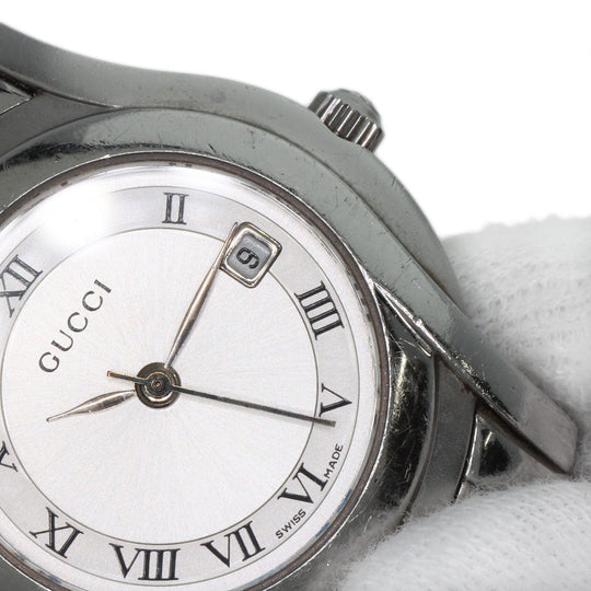 GUCCI Watches Quartz 5500L Stainless Steel , Stainless Steel Silver Round face Silver dial Women Used Authentic