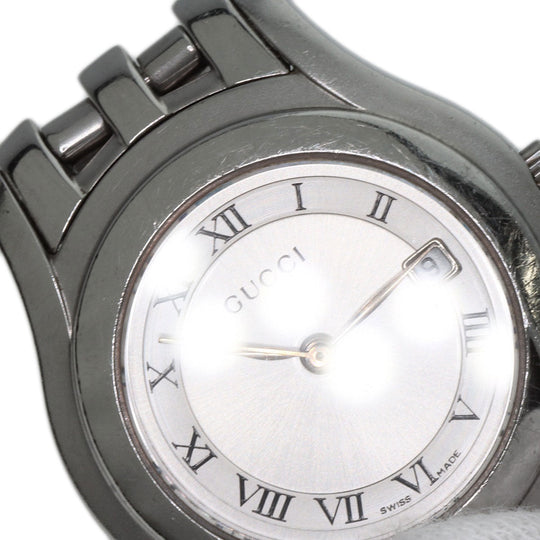 GUCCI Watches Quartz 5500L Stainless Steel , Stainless Steel Silver Round face Silver dial Women Used Authentic