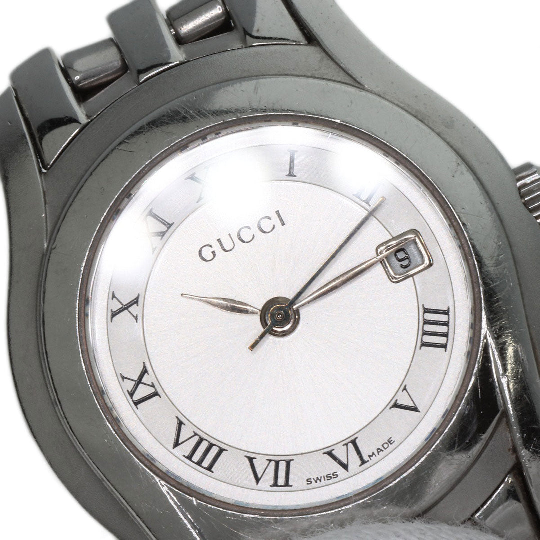 GUCCI Watches Quartz 5500L Stainless Steel , Stainless Steel Silver Round face Silver dial Women Used Authentic
