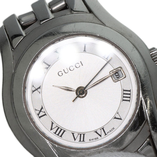 GUCCI Watches Quartz 5500L Stainless Steel , Stainless Steel Silver Round face Silver dial Women Used Authentic
