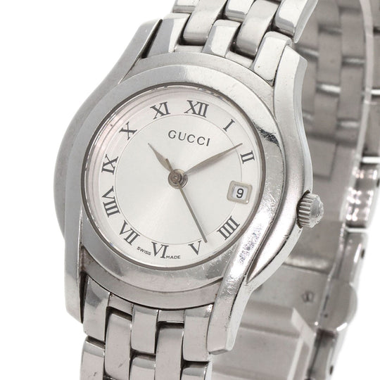 GUCCI Watches Quartz 5500L Stainless Steel , Stainless Steel Silver Round face Silver dial Women Used Authentic