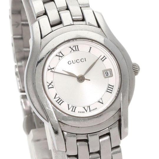 GUCCI Watches Quartz 5500L Stainless Steel , Stainless Steel Silver Round face Silver dial Women Used Authentic