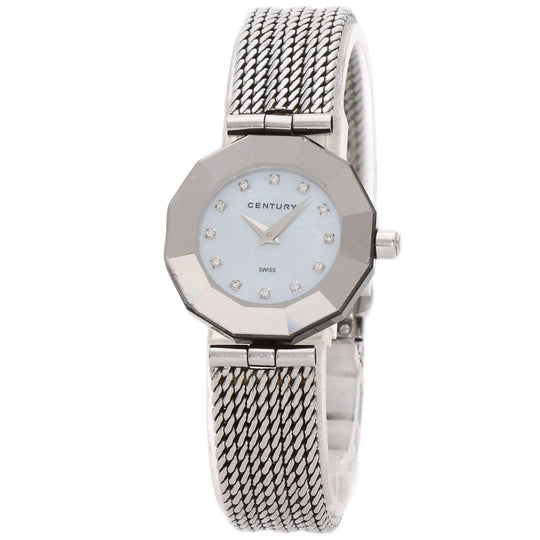 CENTURY Watches Quartz Stainless Steel , Stainless Steel Silver Time gem White shell dial Women Used Authentic