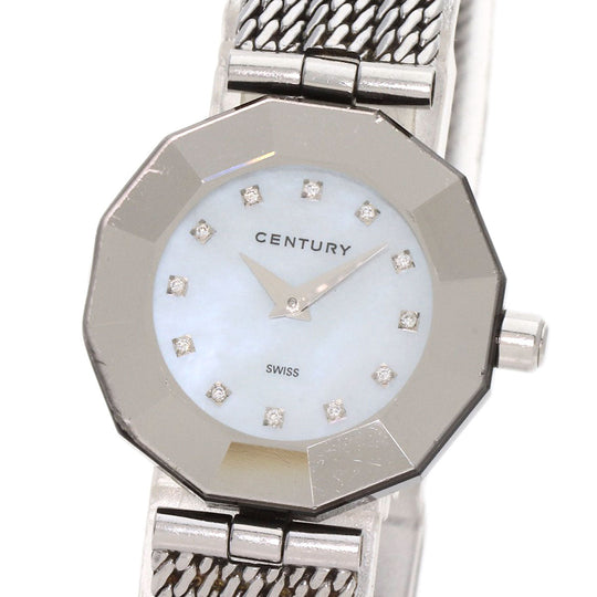 CENTURY Watches Quartz Stainless Steel , Stainless Steel Silver Time gem White shell dial Women Used Authentic