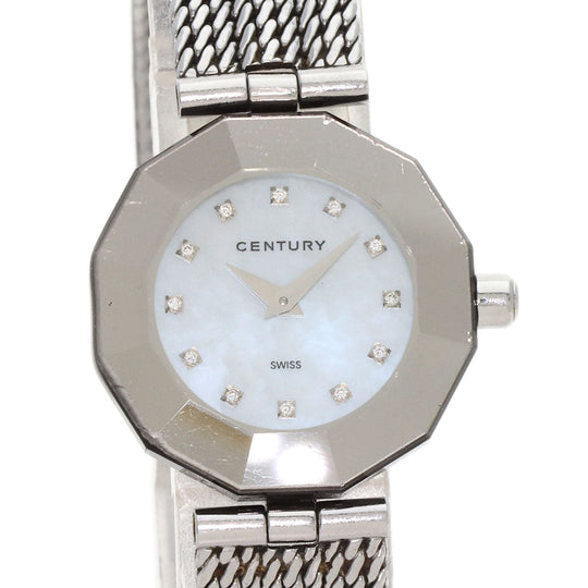 CENTURY Watches Quartz Stainless Steel , Stainless Steel Silver Time gem White shell dial Women Used Authentic