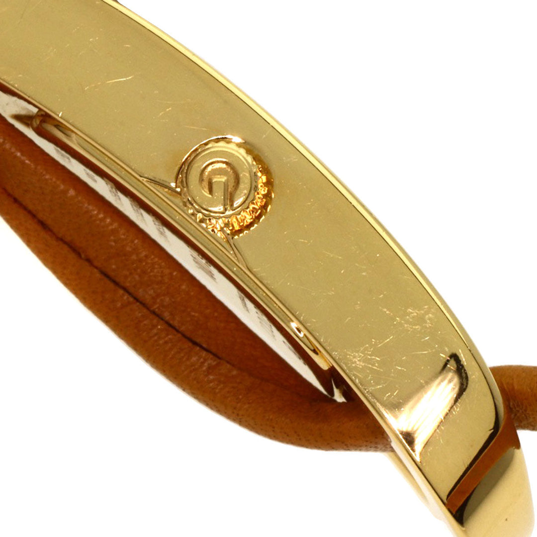 GUCCI Watches Quartz Gold Plated, Leather gold 6100L gold dial Women Used Authentic
