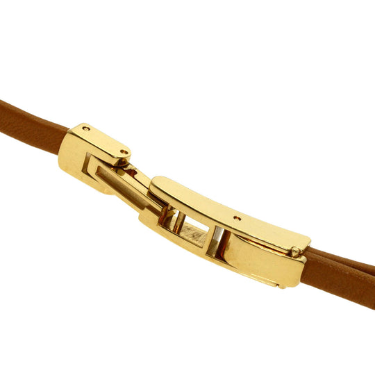 GUCCI Watches Quartz Gold Plated, Leather gold 6100L gold dial Women Used Authentic