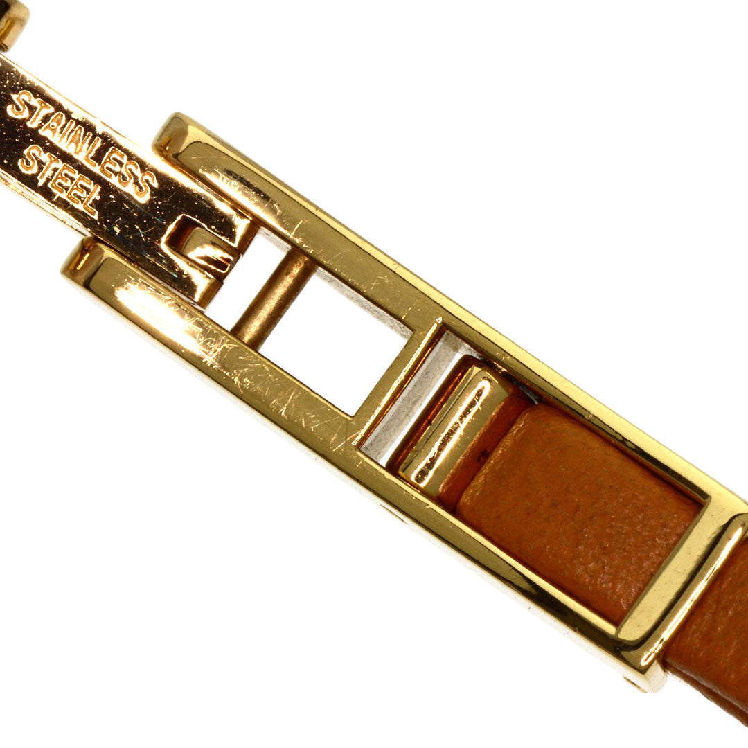 GUCCI Watches Quartz Gold Plated, Leather gold 6100L gold dial Women Used Authentic