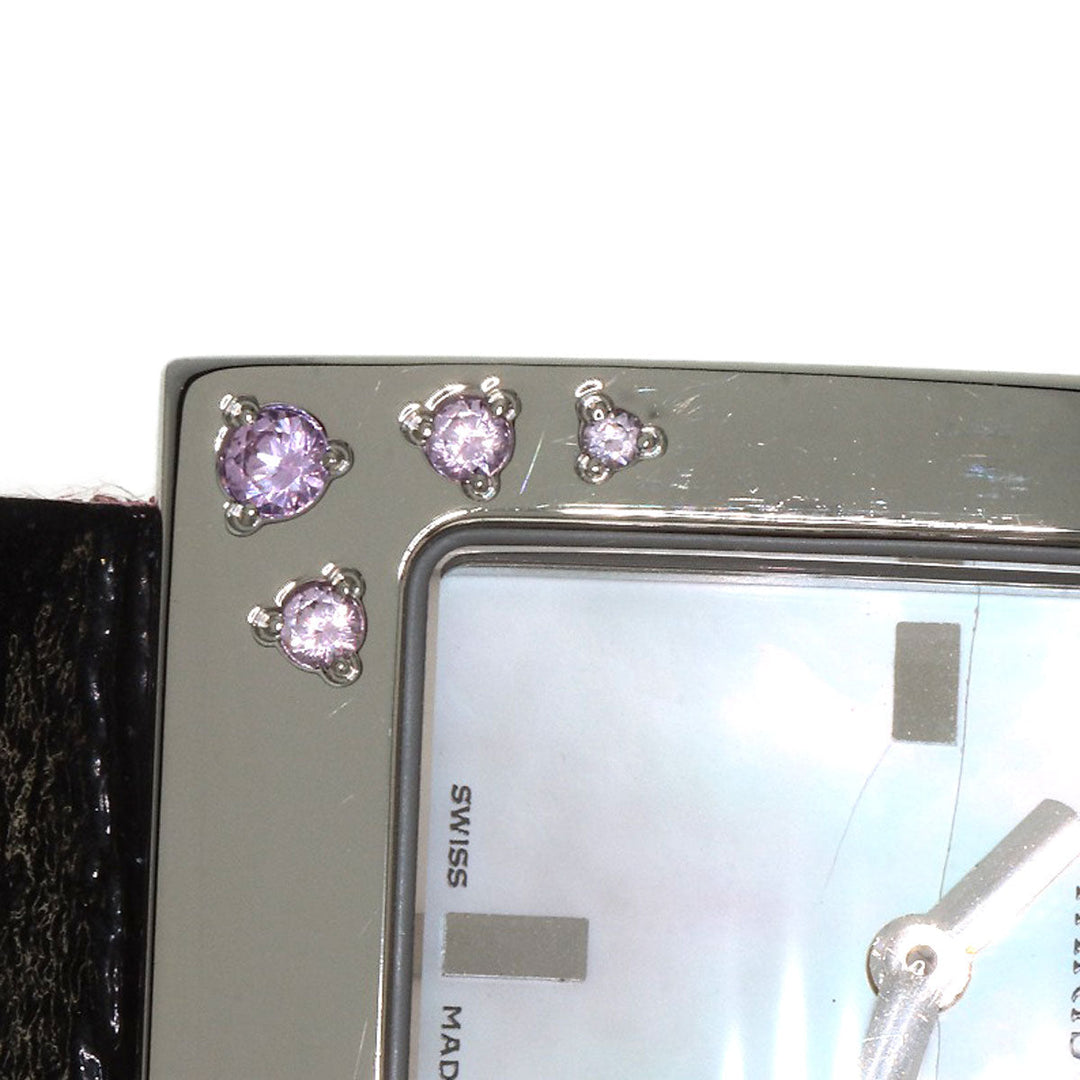 Christian Dior Watches Quartz D78-1093 Stainless Steel, Enamel Silver Malice Pink Sapphire White shell dial Women Used Authentic