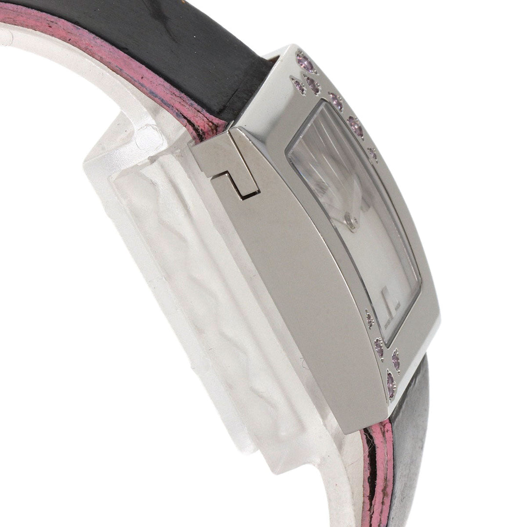 Christian Dior Watches Quartz D78-1093 Stainless Steel, Enamel Silver Malice Pink Sapphire White shell dial Women Used Authentic