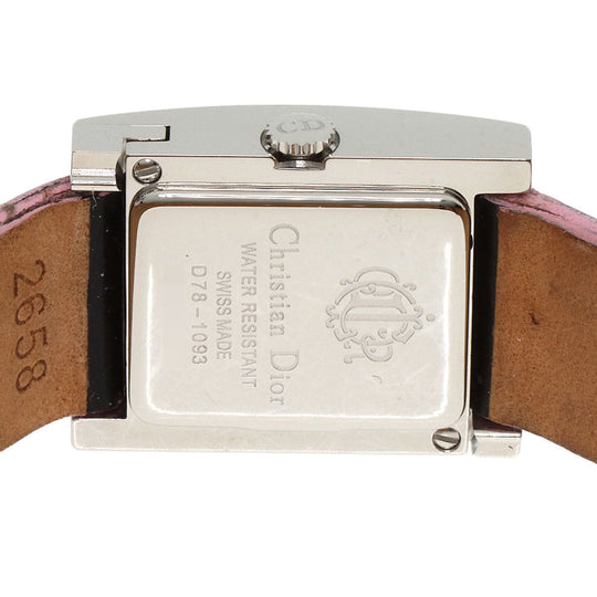 Christian Dior Watches Quartz D78-1093 Stainless Steel, Enamel Silver Malice Pink Sapphire White shell dial Women Used Authentic