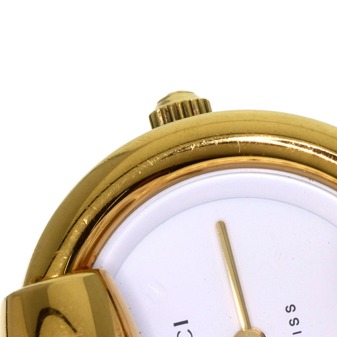 GUCCI Watches Quartz 1400L Gold Plated , Gold Plated gold round face bangle white dial Women Used Authentic