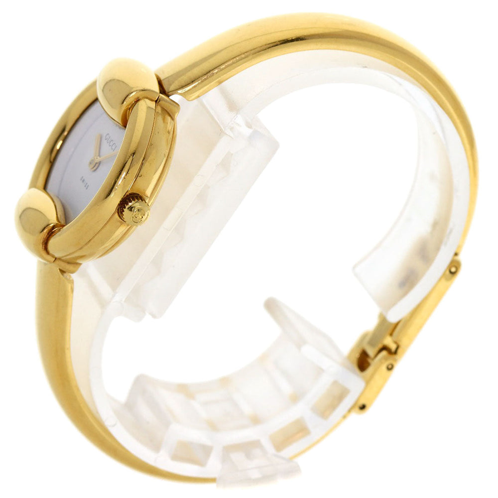 GUCCI Watches Quartz 1400L Gold Plated , Gold Plated gold round face bangle white dial Women Used Authentic