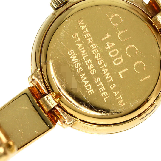 GUCCI Watches Quartz 1400L Gold Plated , Gold Plated gold round face bangle white dial Women Used Authentic