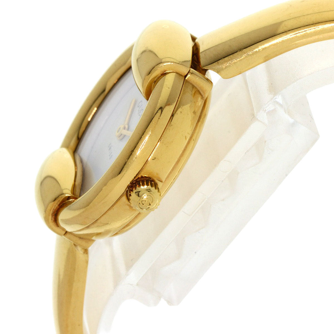 GUCCI Watches Quartz 1400L Gold Plated , Gold Plated gold round face bangle white dial Women Used Authentic