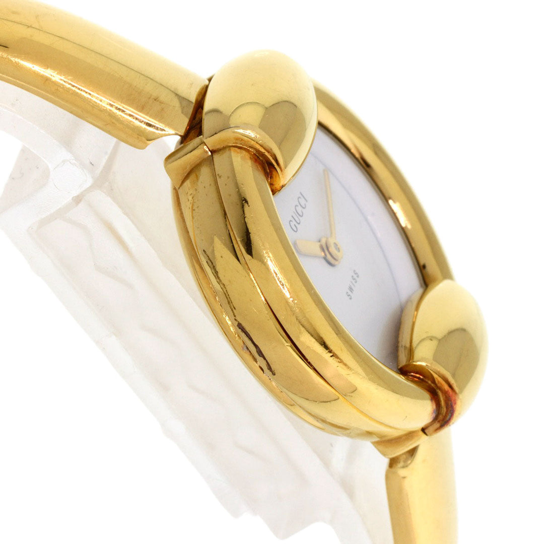 GUCCI Watches Quartz 1400L Gold Plated , Gold Plated gold round face bangle white dial Women Used Authentic