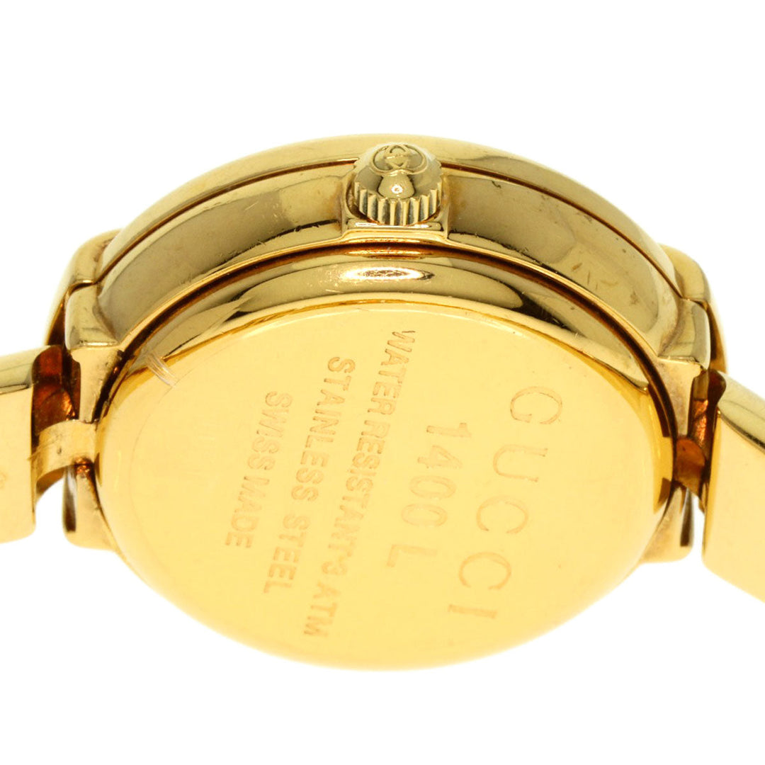 GUCCI Watches Quartz 1400L Gold Plated , Gold Plated gold round face bangle white dial Women Used Authentic