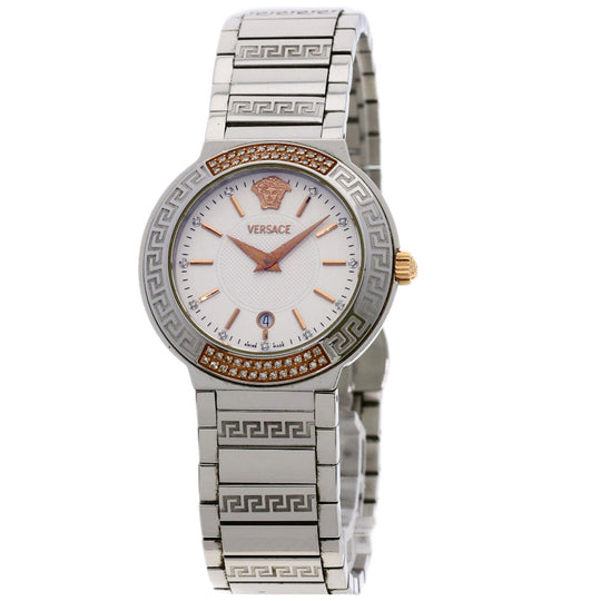 VERSACE Watches Quartz ZSQ81 Stainless Steel , Stainless Steel Silver Logo motif Ivory dial Women Used Authentic