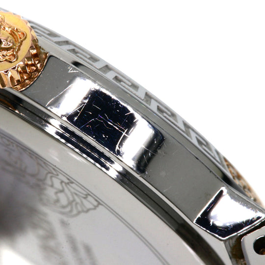 VERSACE Watches Quartz ZSQ81 Stainless Steel , Stainless Steel Silver Logo motif Ivory dial Women Used Authentic