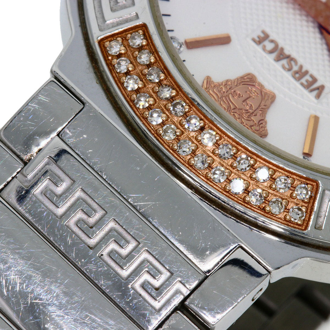 VERSACE Watches Quartz ZSQ81 Stainless Steel , Stainless Steel Silver Logo motif Ivory dial Women Used Authentic