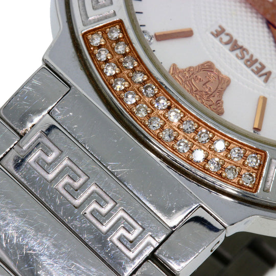 VERSACE Watches Quartz ZSQ81 Stainless Steel , Stainless Steel Silver Logo motif Ivory dial Women Used Authentic