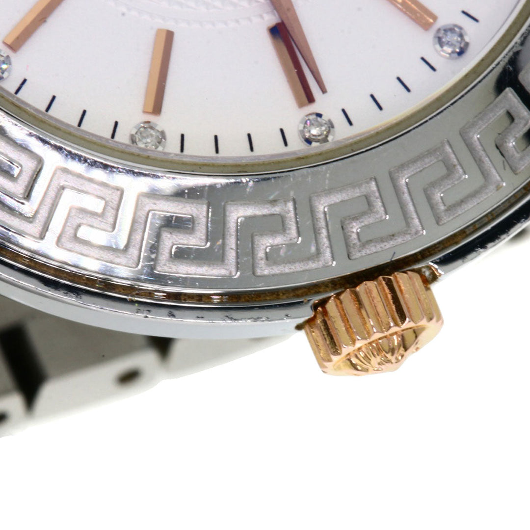 VERSACE Watches Quartz ZSQ81 Stainless Steel , Stainless Steel Silver Logo motif Ivory dial Women Used Authentic