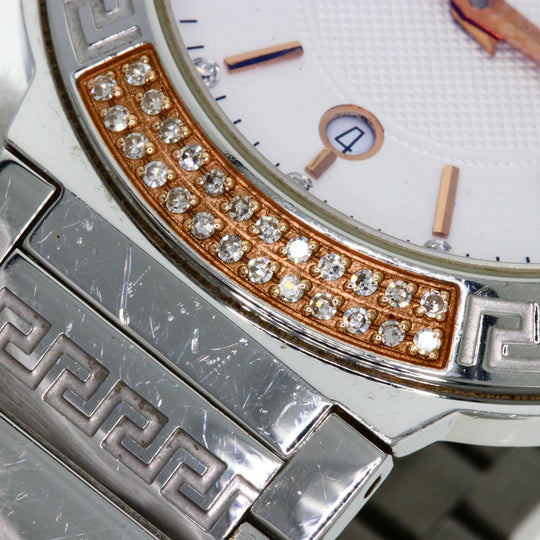 VERSACE Watches Quartz ZSQ81 Stainless Steel , Stainless Steel Silver Logo motif Ivory dial Women Used Authentic