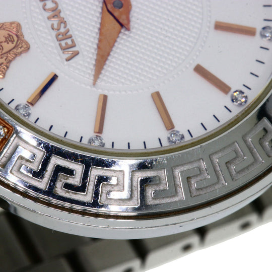 VERSACE Watches Quartz ZSQ81 Stainless Steel , Stainless Steel Silver Logo motif Ivory dial Women Used Authentic