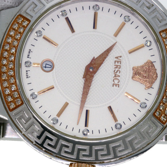 VERSACE Watches Quartz ZSQ81 Stainless Steel , Stainless Steel Silver Logo motif Ivory dial Women Used Authentic