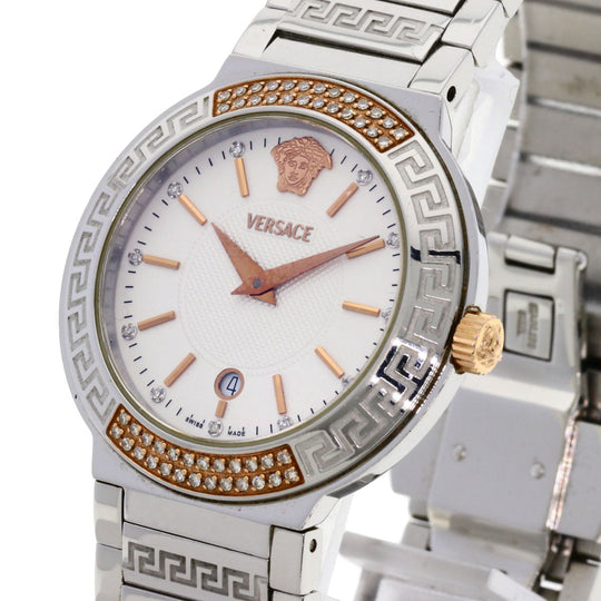 VERSACE Watches Quartz ZSQ81 Stainless Steel , Stainless Steel Silver Logo motif Ivory dial Women Used Authentic
